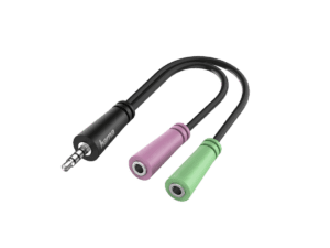 Adapter Hama 4-pin, 3.5 mm - 2x 3.5 mm, e zezë