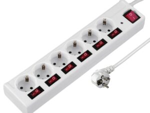 Kabllo vazhduese Hama, 6 priza, 1.4m, me ndërprerësa individual 223157
