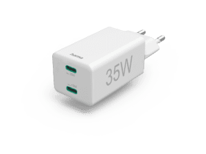 Karikues i shpejtë Hama, 2x USB-C, PD/Qualcomm®, mini karikues, 35 W, i bardhë