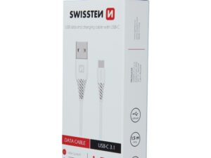 Kabllo Swissten USB-C 3.1, 1.5m, e bardhë, 7mm