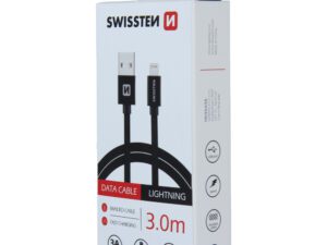 Kabllo tekstili Swissten Lightning, 3.0m, e zezë