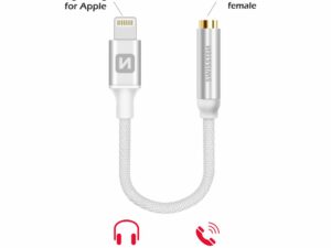 Adapter audio Swissten Lightning / 3.5mm, 0.15m, i argjendtë