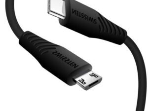 Kabllo Swissten MicroUSB / USB-C, 3A, 1.0m, e zezë