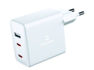 Karikues SWISSTEN Ga, 2x USB-C, + 1x USB, 70W, e bardhë