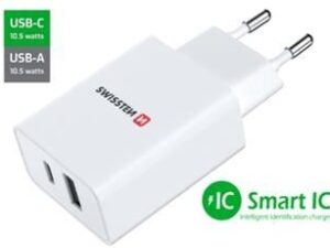 Karikues SWISSTEN TRAVEL 1x USB-C, 1x USB, 2,1A, 10,5W, e bardhë