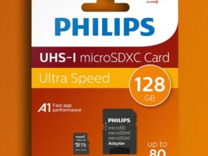Kartë e memories microSDXC Philips, 128GB Class 10, me adapter