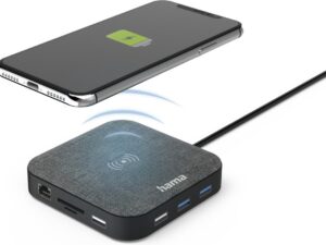 Hama USB-C-Hub, "Connect2QiCharge", Karikimi me valë, Multiport, 12 porte
