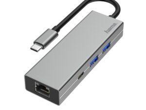 Hama USB-C-Hub, Multiport, 4 Porte, 2x USB-A, USB-C, LAN / Ethernet
