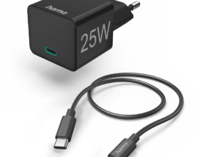 Mini karikues i shpejtë Hama me kabllo USB-C, PD, 25W, 1.5m, i zi
