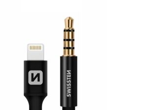 Audio Adapter Swissten  Lightning - 3,5 mm, 1.5m, e zezë