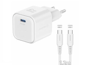 SWISSTEN Karikues GaN 1x USB-C, 35W POWER DELIVERY + KABLLO USB-C/USB-C 1,2 M