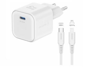 SWISSTEN Karikues GaN 1x USB-C, 35W POWER DELIVERY + Kabllo USB-C/LIGHTNING 1,2M