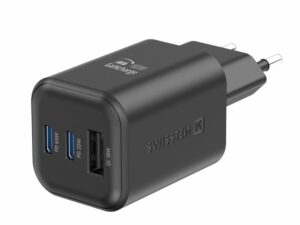 Karikues SWISSTEN, GaN 2x USB-C, 65W PD + 1x USB-A 18W, QC, i zi
