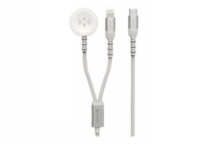 Kabllo karikuese Swissten 2në1 Apple Watch/Lightning, USB-C, e bardhë