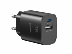 Karikues SWISSTEN EDGE GaN 1x USB-C PD 35W + 1x USB-A 18W QC, i zi