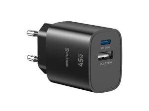 Karikues SWISSTEN EDGE GaN 1x USB-C PD 45W + 1x USB-A 18W QC i zi