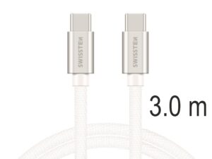 Kabllo Data SWISSTEN TEKSTILE USB-C / USB-C 3.0 M. E BARDHË